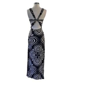 Free People Black and White Swirl Backless Maxi Dress